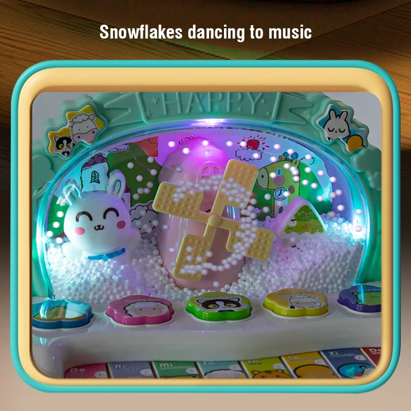 Zabawka muzyczna dla niemowląt z efektem śnieżynki, pianinko dla dzieci, elektryczna klawiatura, instrument muzyczny z efektami świetlnymi, zabawki edukacyjne dla dzieci w wieku wczesnoszkolnym.