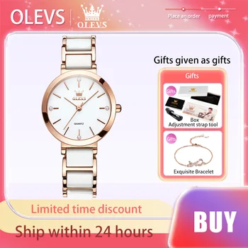 OLEVS luxury brand women watches ceramic band Japanese movement Quartz watch Lady gift bracelet fashion versatile elegant