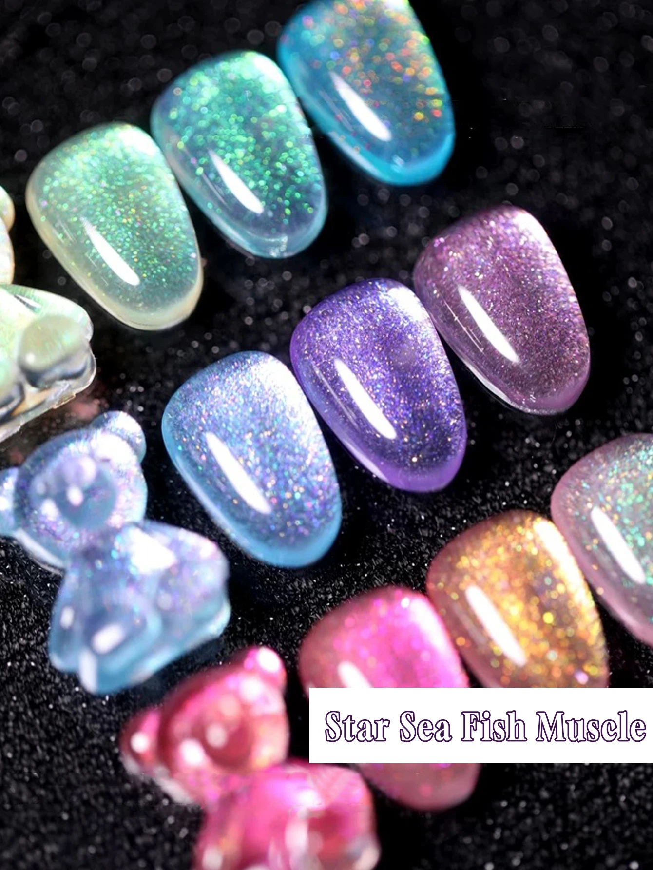 Caliente 2025 nuevo esmalte de Gel UV para decoración de uñas, brillo de escamas de pescado de mar estrellado brillante, Gel de diamante triturado con brillo de discoteca, transparente