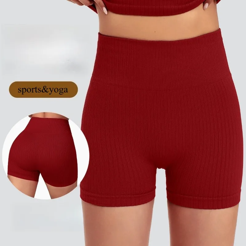 

Летние шорты для йоги, женские однотонные шорты в рубчик, эластичные спортивные шорты для фитнеса и бега, сексуальные леггинсы с высокой талией, подтягивающие ягодицы
