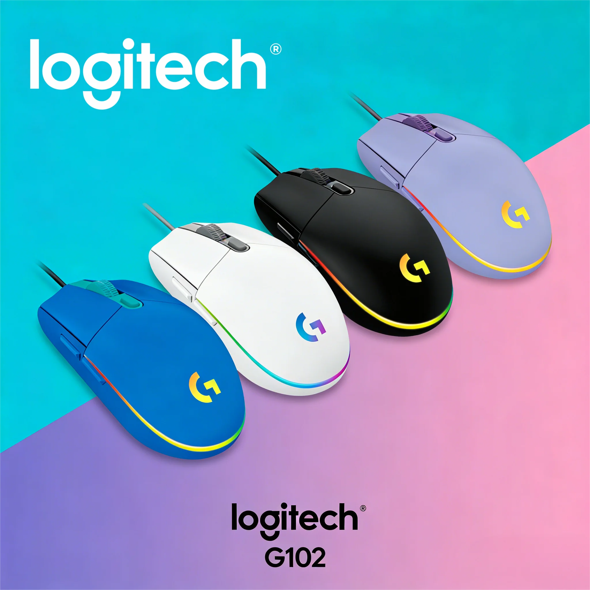 

Эргономичная проводная мышь Logitech G102, игровая мышь с RGB-подсветкой для настольного ноутбука, геймера