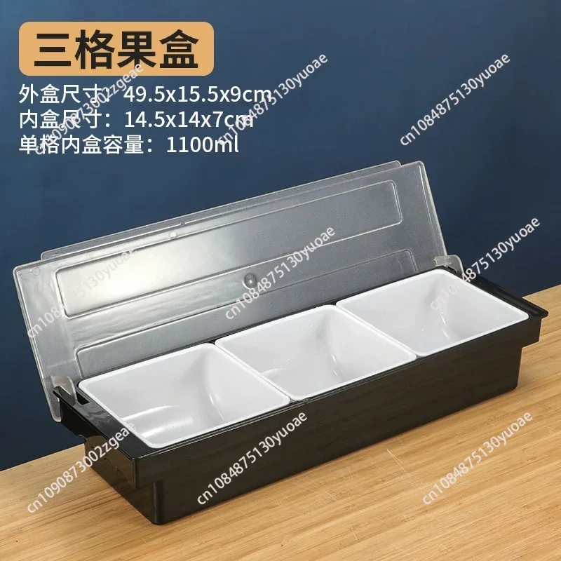 6 Compartment Seasoning Case Bar Condiment Box Holder Bar Drinks Fruit Garnish Cocktail Lime snack container storage box