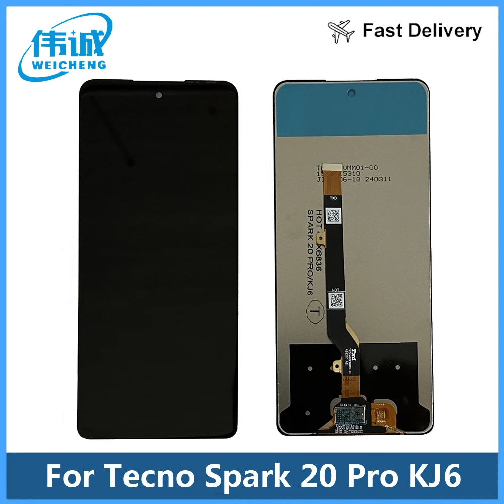 100% Tested Work For Tecno Spark 20 Pro KJ6 LCD Display Touch Panel Screen Digitizer Assembly spark 20pro lcd parts