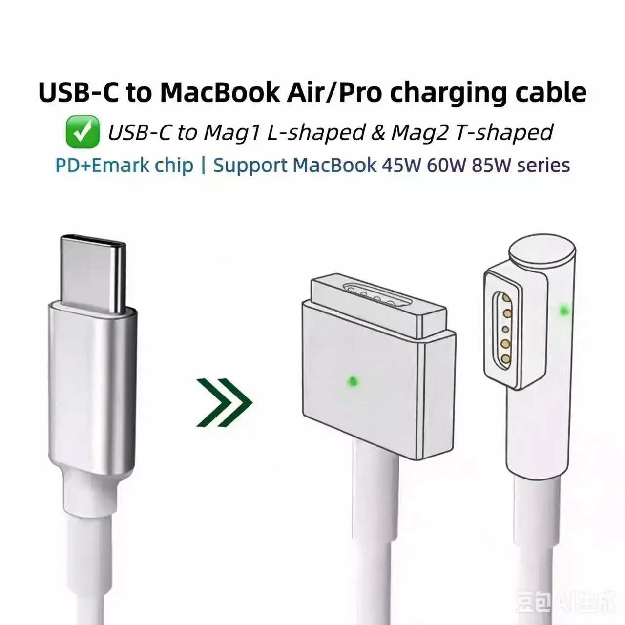100W USB-C Magnetic Charging Cable with E-Marker, Compatible with Mag1L & Mag2T for MacBook Air/Pro