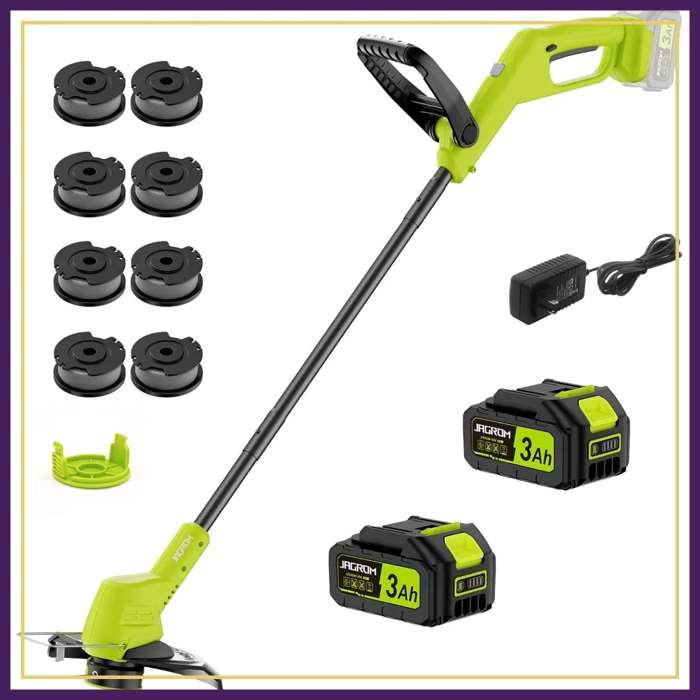 

12 Inch Cordless String Trimmer 21V with 2x3.0Ah Batteries, Weed Eater Electric Grass Cutter 2 in 1 Edger for Garden Lawn Yard