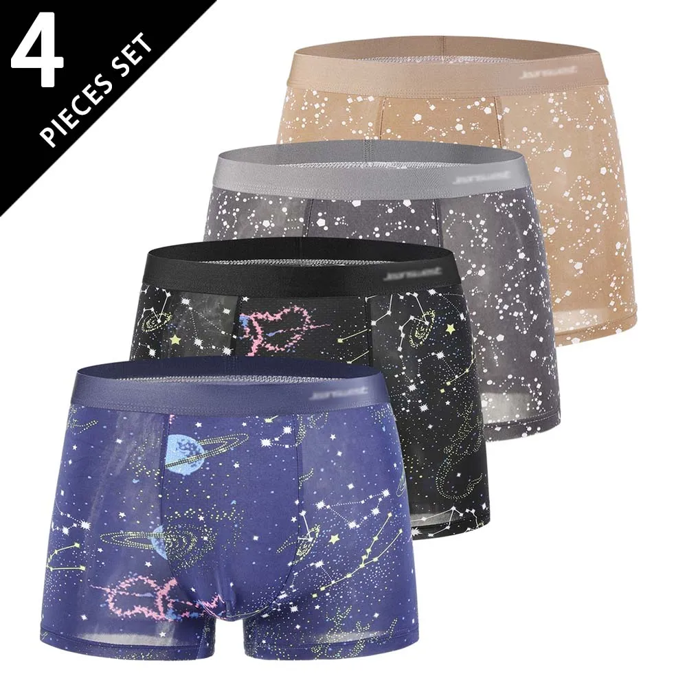 

4Pcs Men's panties Smooth Touch Men's briefs Polychromatic combination Man Underwear Breathable U Pouch Design Boxers man