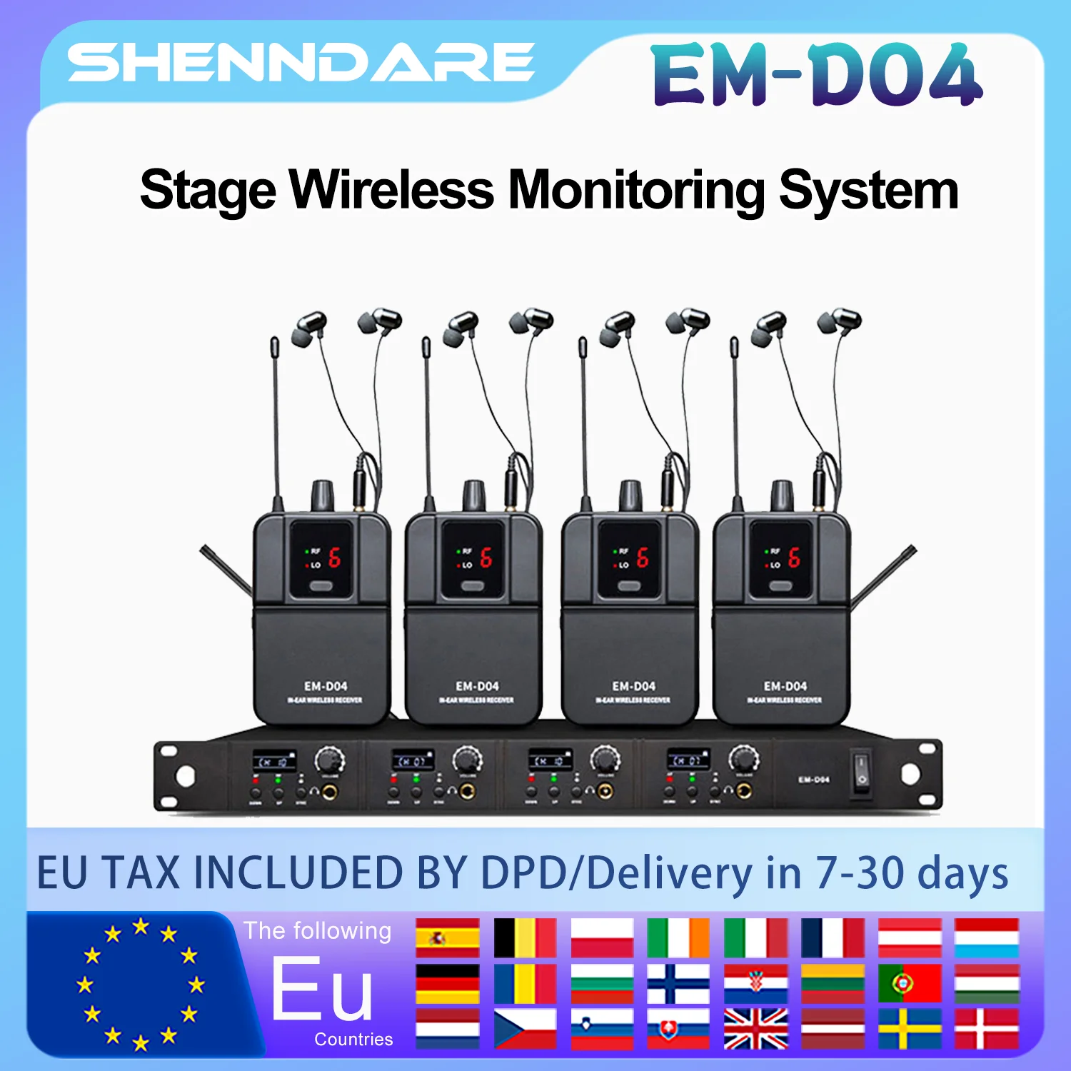 ShennDare EM-D04 4-channel Wireless In-ear Monitoring System Ultra-high Frequency Mono Monitoring System Stage Performance Ear R