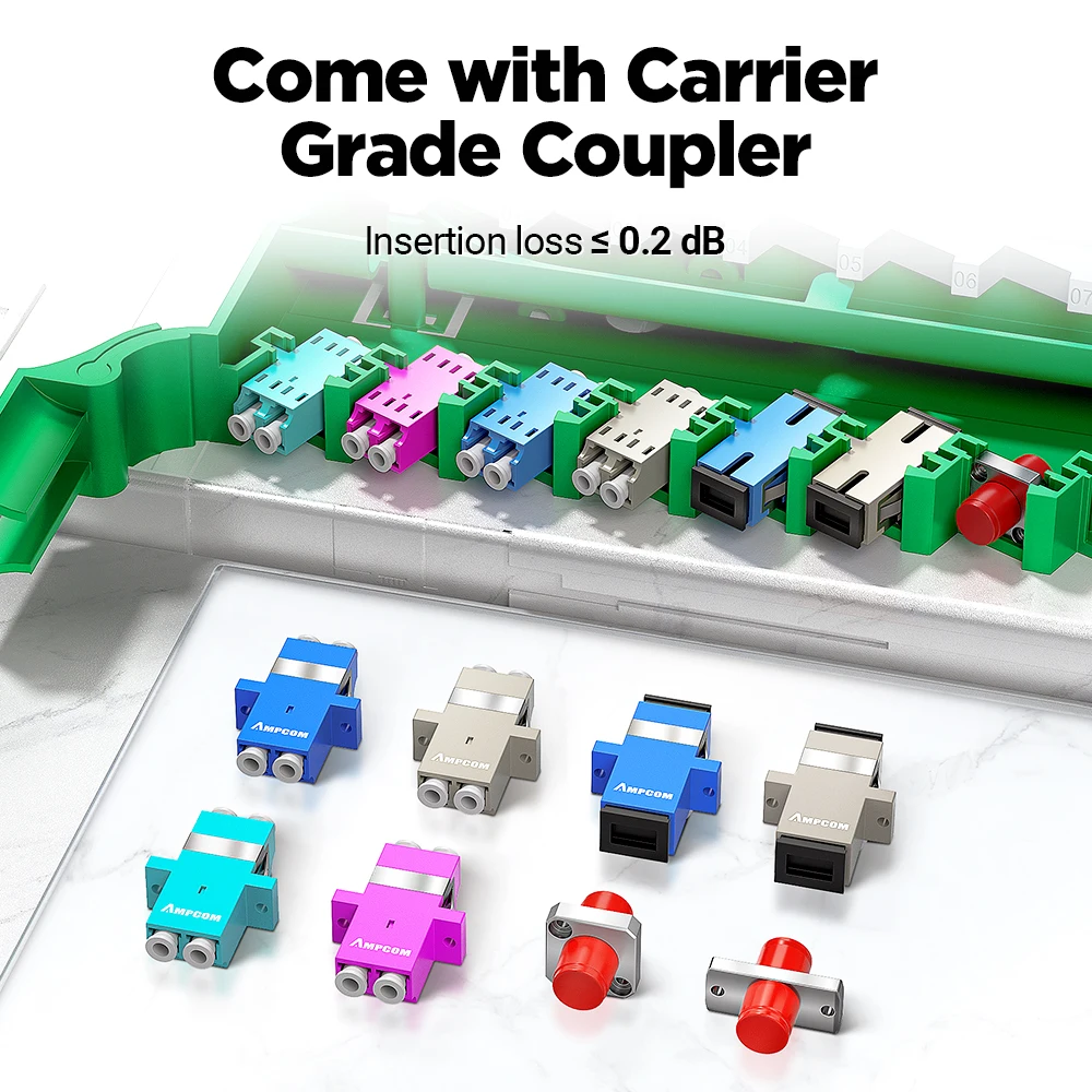 AMPCOM LC Pull-out Slide Splice Tray for FIber Optic ODF Enclosure , 24/48 Fibers Single Mode with Ribbon Cable