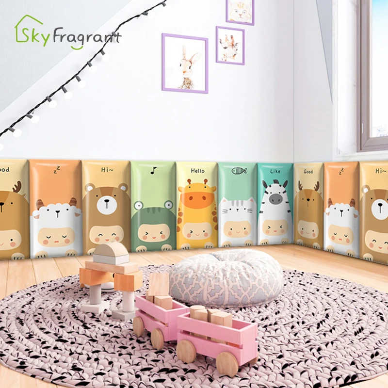 3D Anti Collision Cute Aniamls Soft Wall Stickers For Kids Rooms Bedroom Decor Princess Room Self Adhesive Skirting Decoration