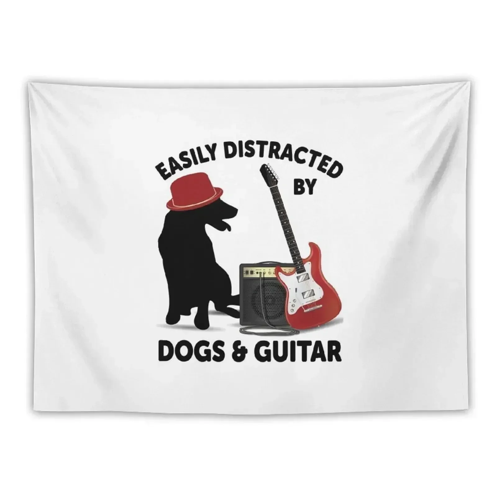 

easily distracted by dogs and guitar Tapestry Room Decore Aesthetic Decoration Room Home Supplies Tapestry