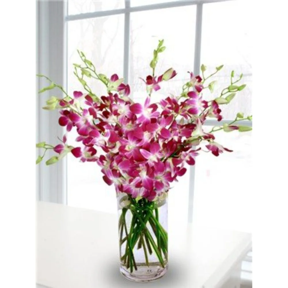 

Premium Cut Purple Orchids (20 stems with Vase) (Support Small Business)