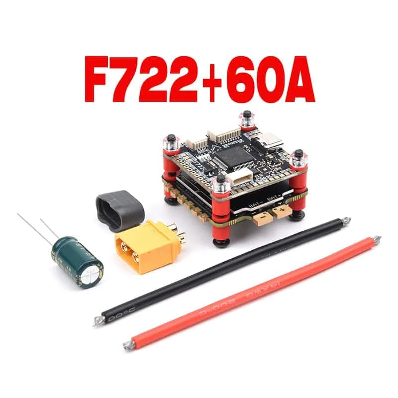 

F405/F722 Интегрированная система управления полетом со стеком и ESC 60A 4 в 1 для модели самолета FPV Skying Drone с дизайном квадрокоптера