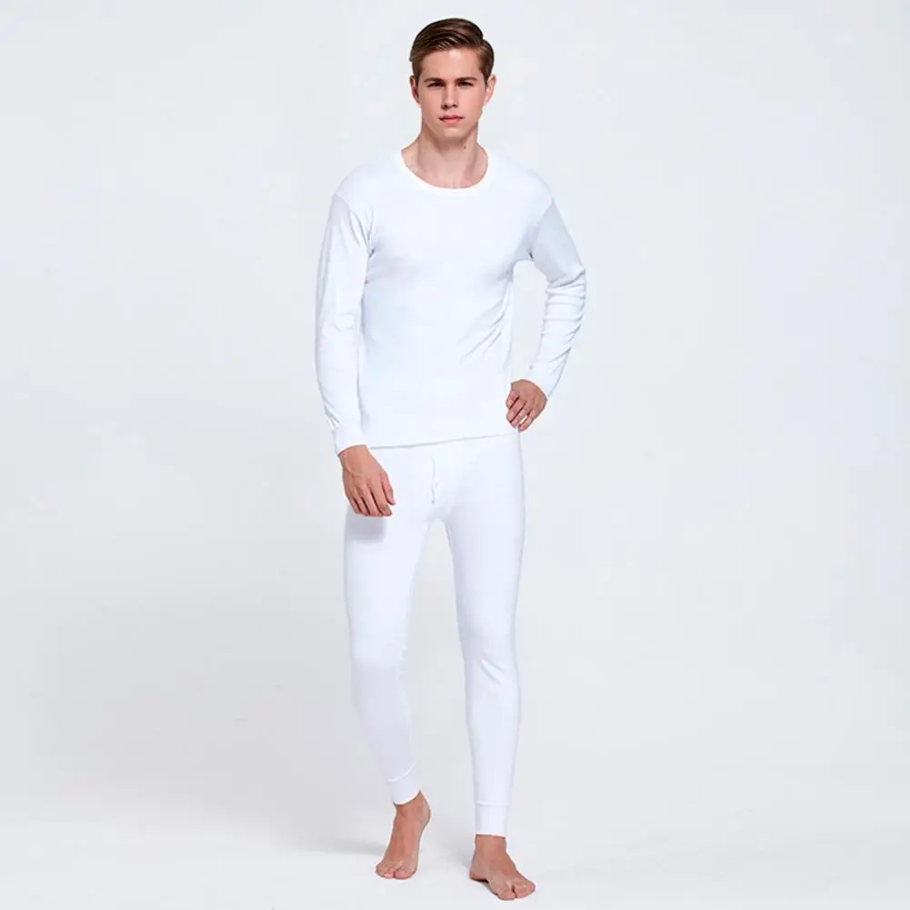 

Slim Fit Loungewear Set Men's Cozy Lounge Set with Long Sleeve Tops Elastic Waist Pants Solid Color Pajamas Set for Comfortable