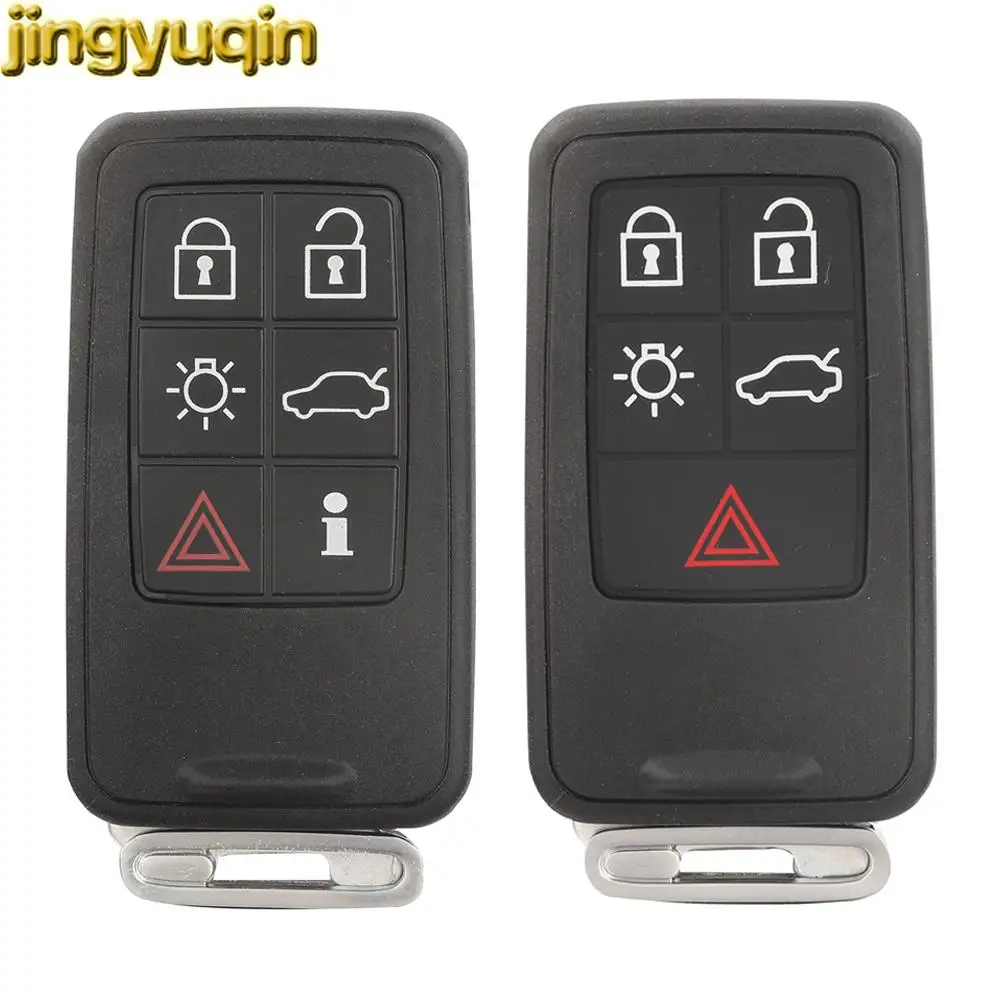 Jingyuqin New Remote Car Key Fob Shell For Volvo S60 S80 S60L XC60 XC70 V40 V60 V70 2008 2009 2010 2011-2017 Smart Keyless Entry