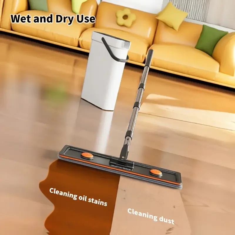 Hand Free Flat Mop JOYBOS 40cm Spin Floor Cleaner Combo Set With Bucket Washable Microfiber Wet Dry Bathroom Toilet  Home Mops