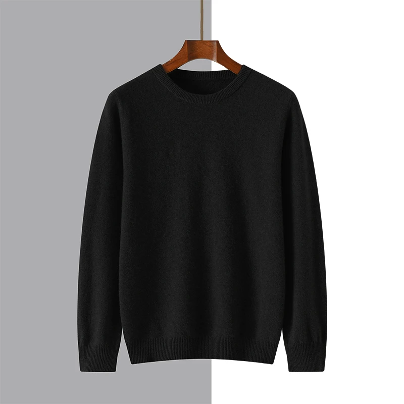 Autumn And Winter New Round Neck Men\'s Wool Base Sweater Jacket Cashmere Sweater High-End Knitted Top