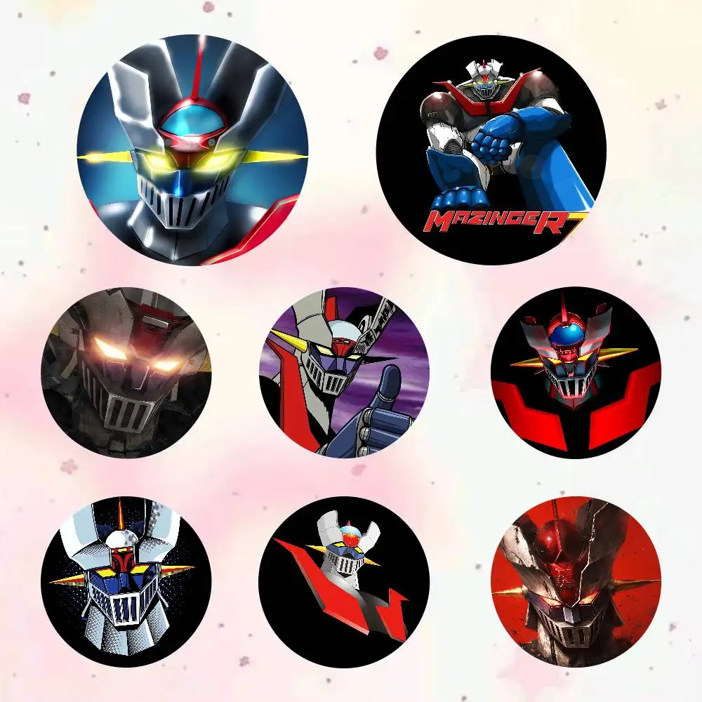 Anime Mazinger Z Round Brooch Brooches Cartoon Badge Pins Backpack Hat Accessories Friend Gift