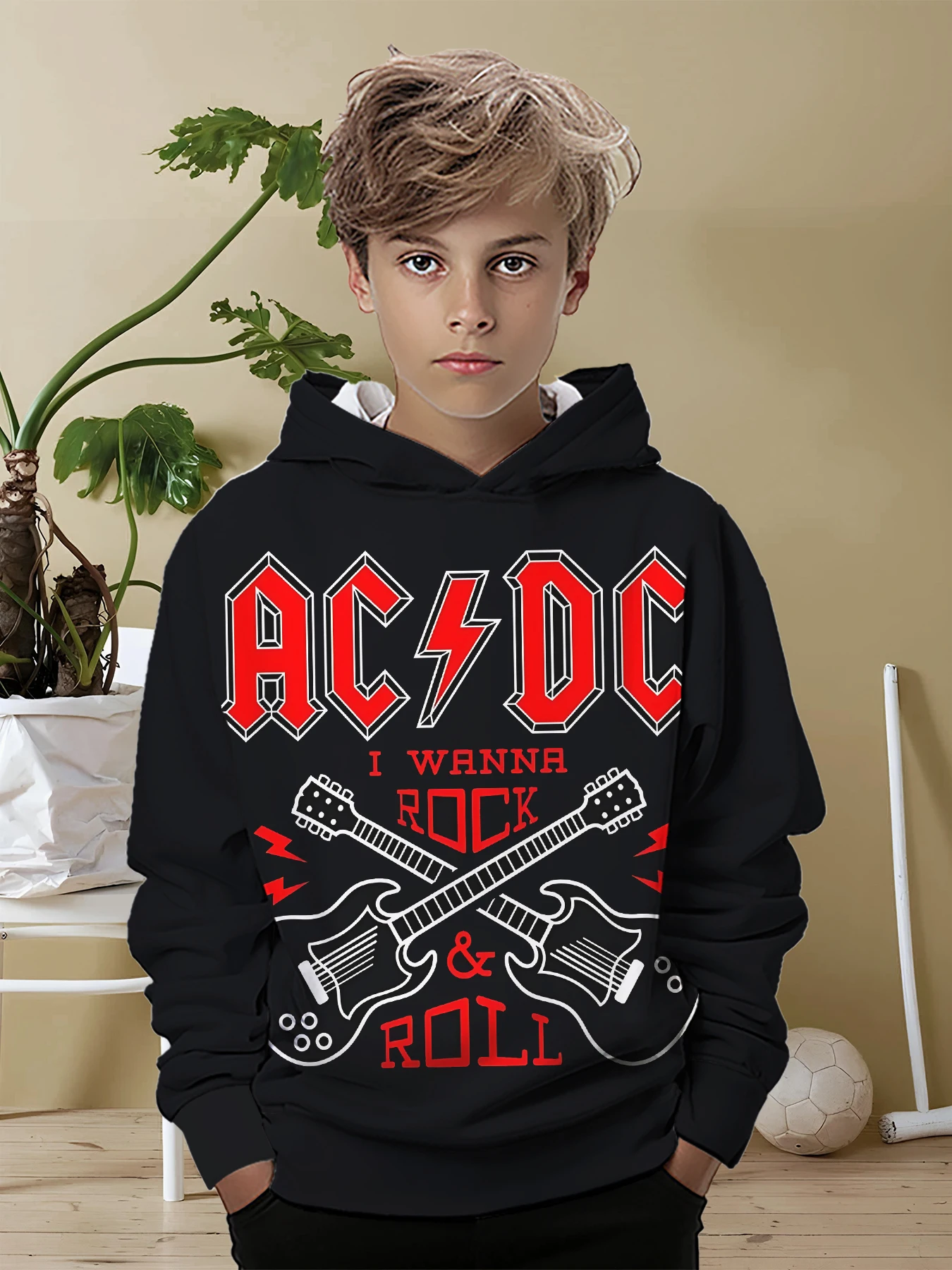 AC-DC Rock Band 3D Print All Seasons Children Casual Sweatshirt Cool Pullover Tops Unisex Clothes Boy Girl Hoodies