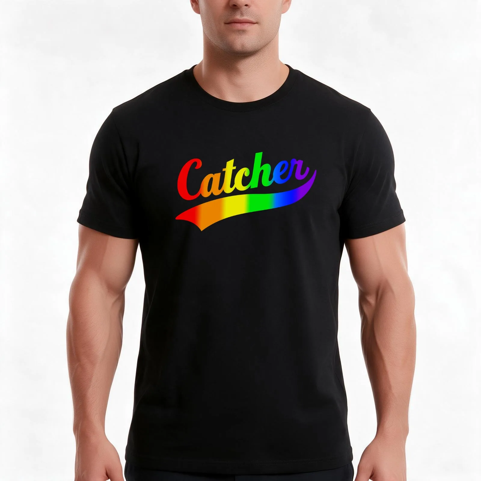 Gay Pride, Catcher T-Shirt, Summer Casual Cotton Tee, Oversized Streetwear Tops, Vintage Graphic Print, Loose Fit Short Sleeve