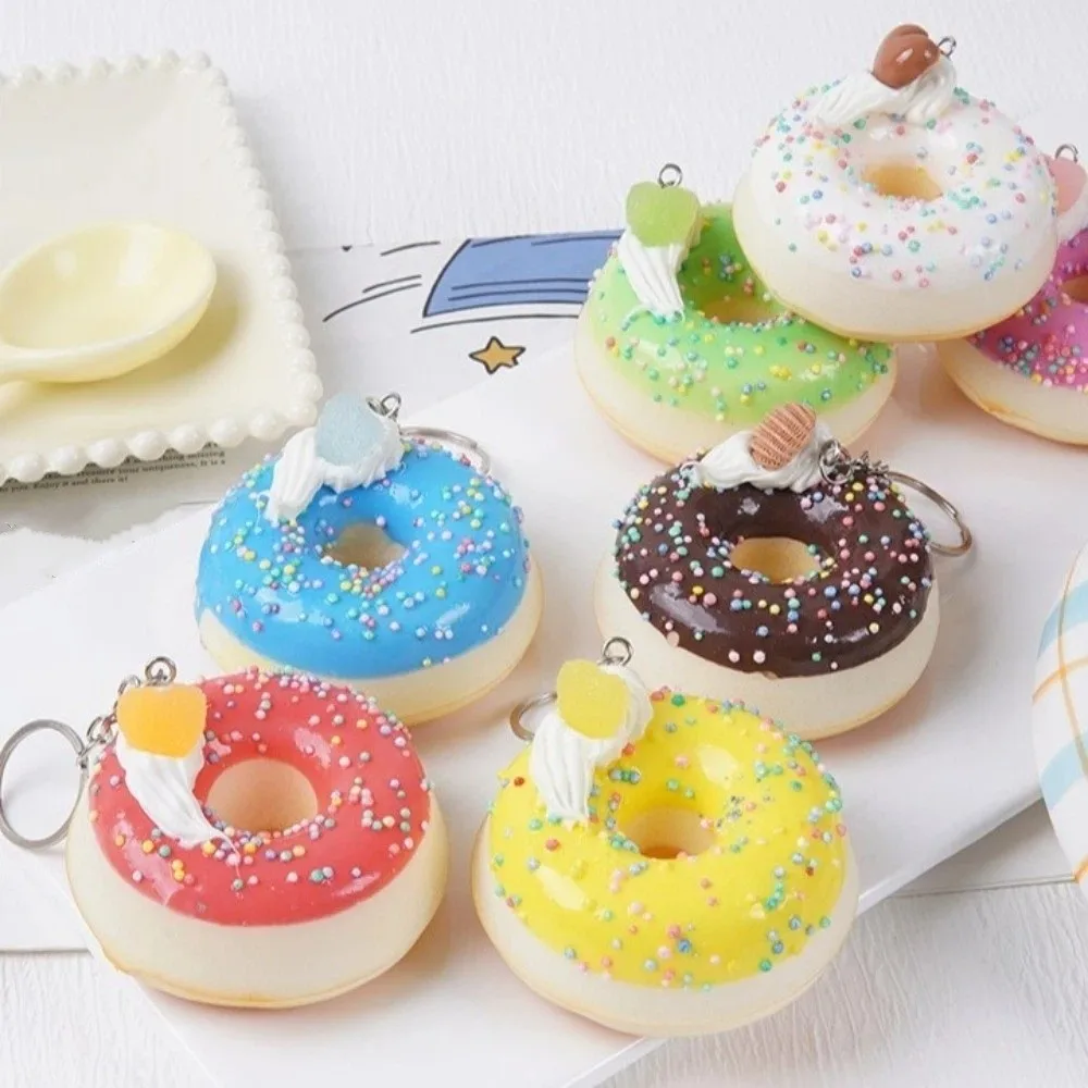 Simulated Food Donut Bread Squeeze Keychain Quick Rebound Super Soft Donut Keychain Pendant Mini Kneading Donut Squishy