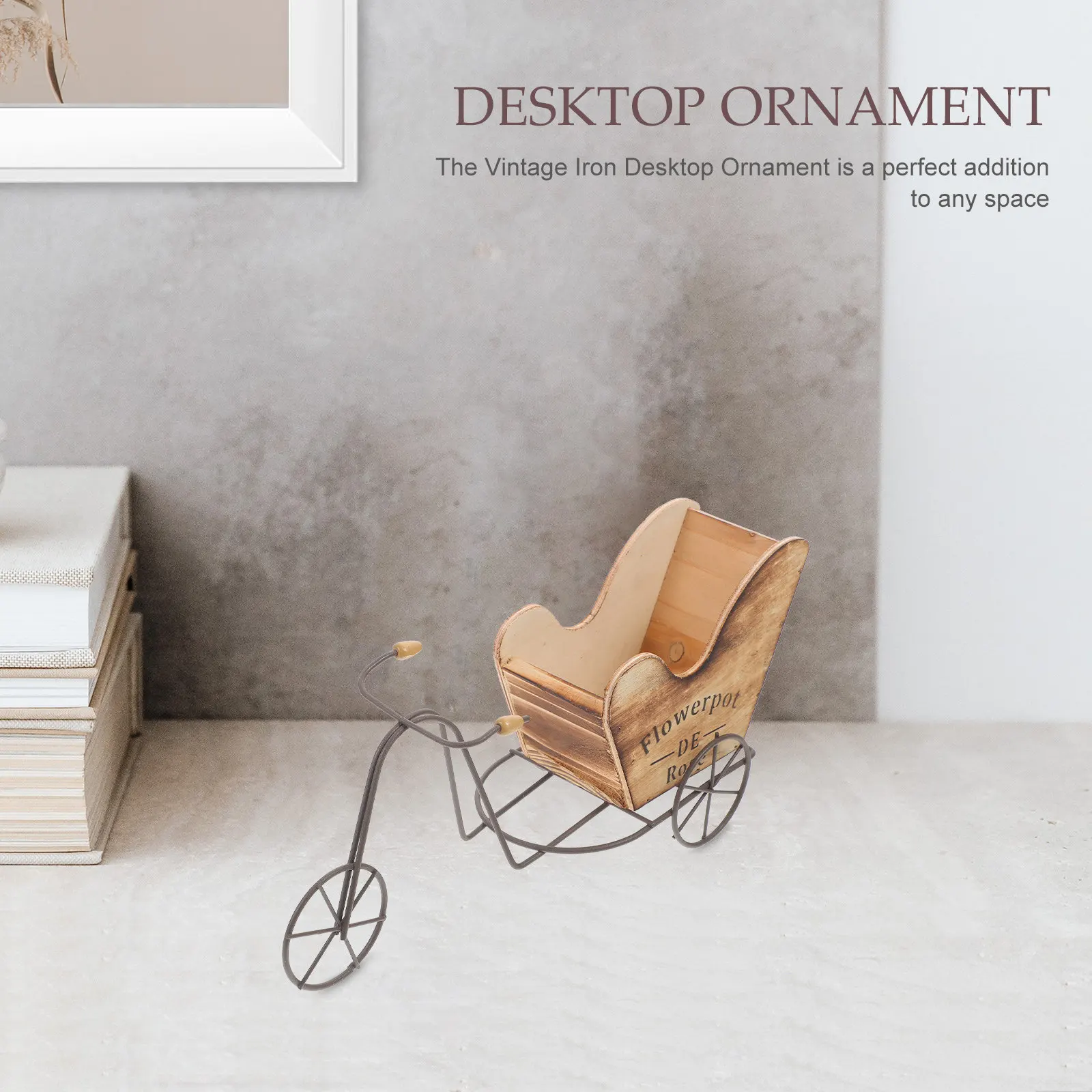 Adorno de Bicicleta Vintage de Hierro para Escritorio, Decoración Artesanal de Madera y Metal para Sala de Estar, Estante, Macetero, Almacenamiento, Decoración Única de Bicicleta