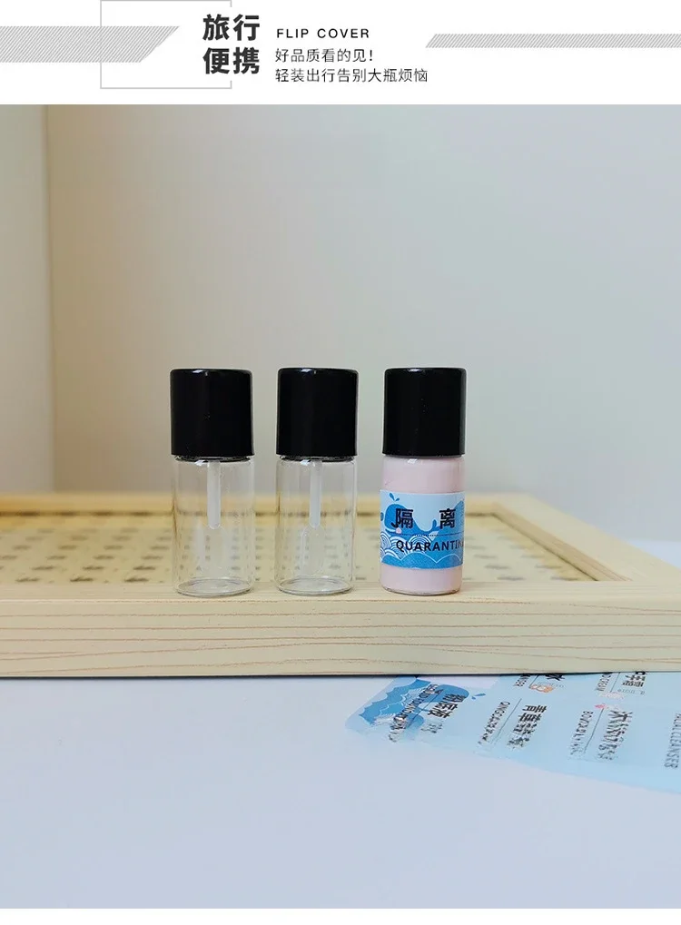 Großhandel 4ml Mini-Glasflasche Leere Flüssig-Foundation Probenflasche Nachfüllbare Reiseflasche für Concealer Flacher Stick – Detail 3