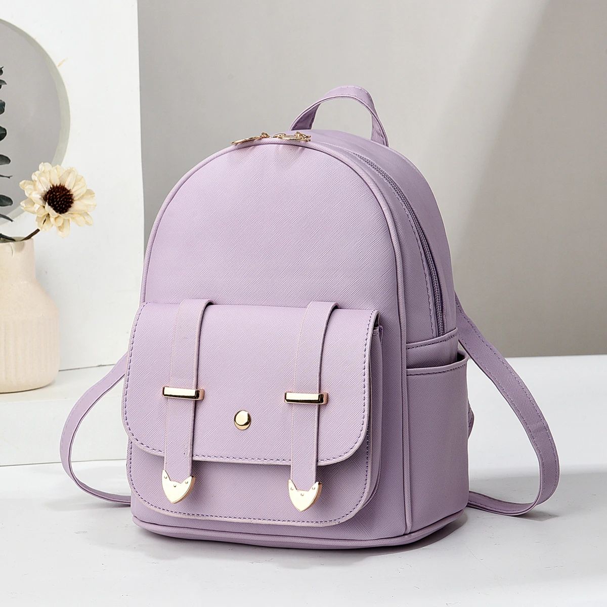 Stylish Mini Backpack - Premium PU Leather, Compact Daypack for Daily Essentials, Versatile and Practical for Multiple Occasions