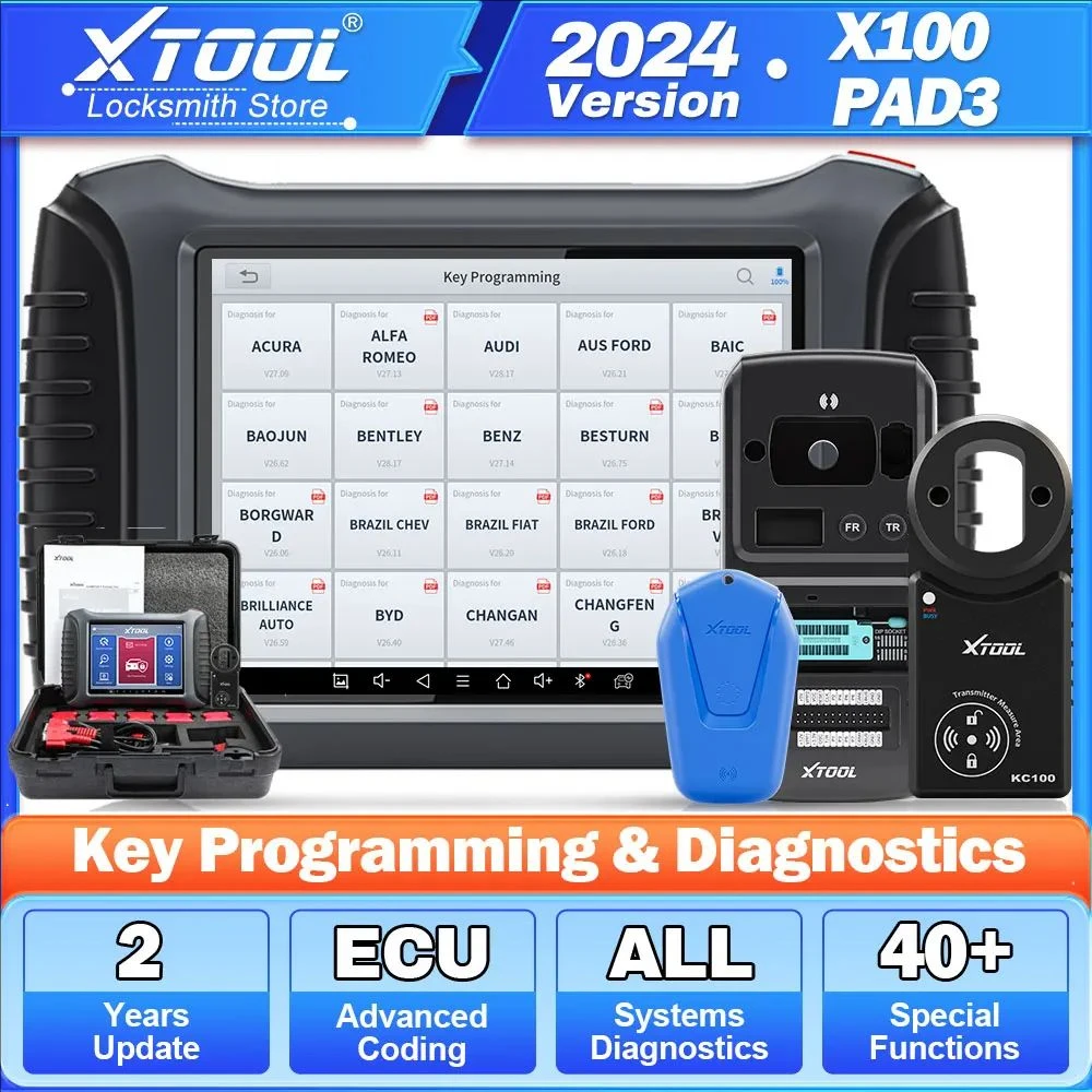 XTOOL X100 PAD3 Elite Auto Key Programmer Professional OBD2 Diagnostic Tools IMMO & Key Programming All Key Lost With KC100