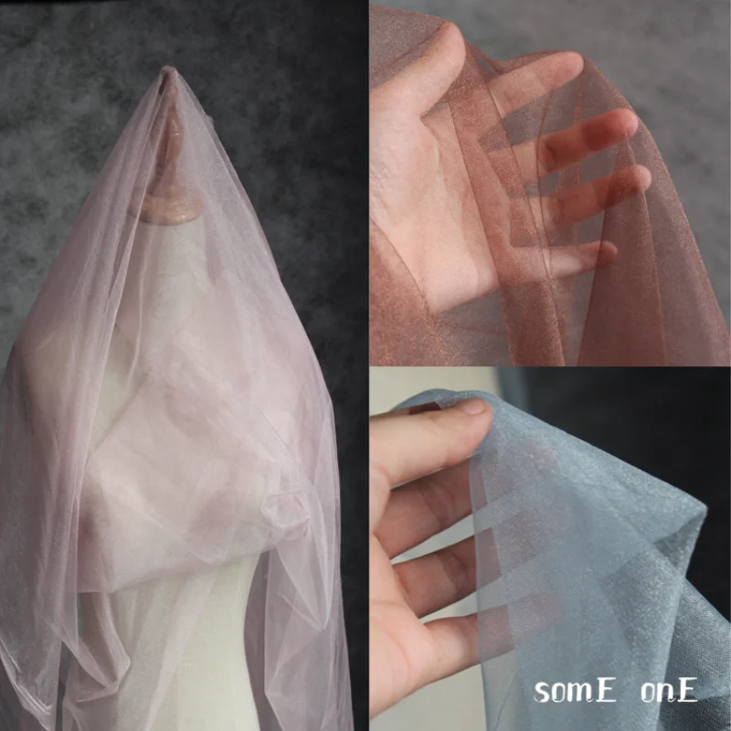 Mesh Tulle Fabric Light Coffee Blue Pink DIY Background Decor Sewing Headdress Veils Skirts Wedding Dress Designer Fabric
