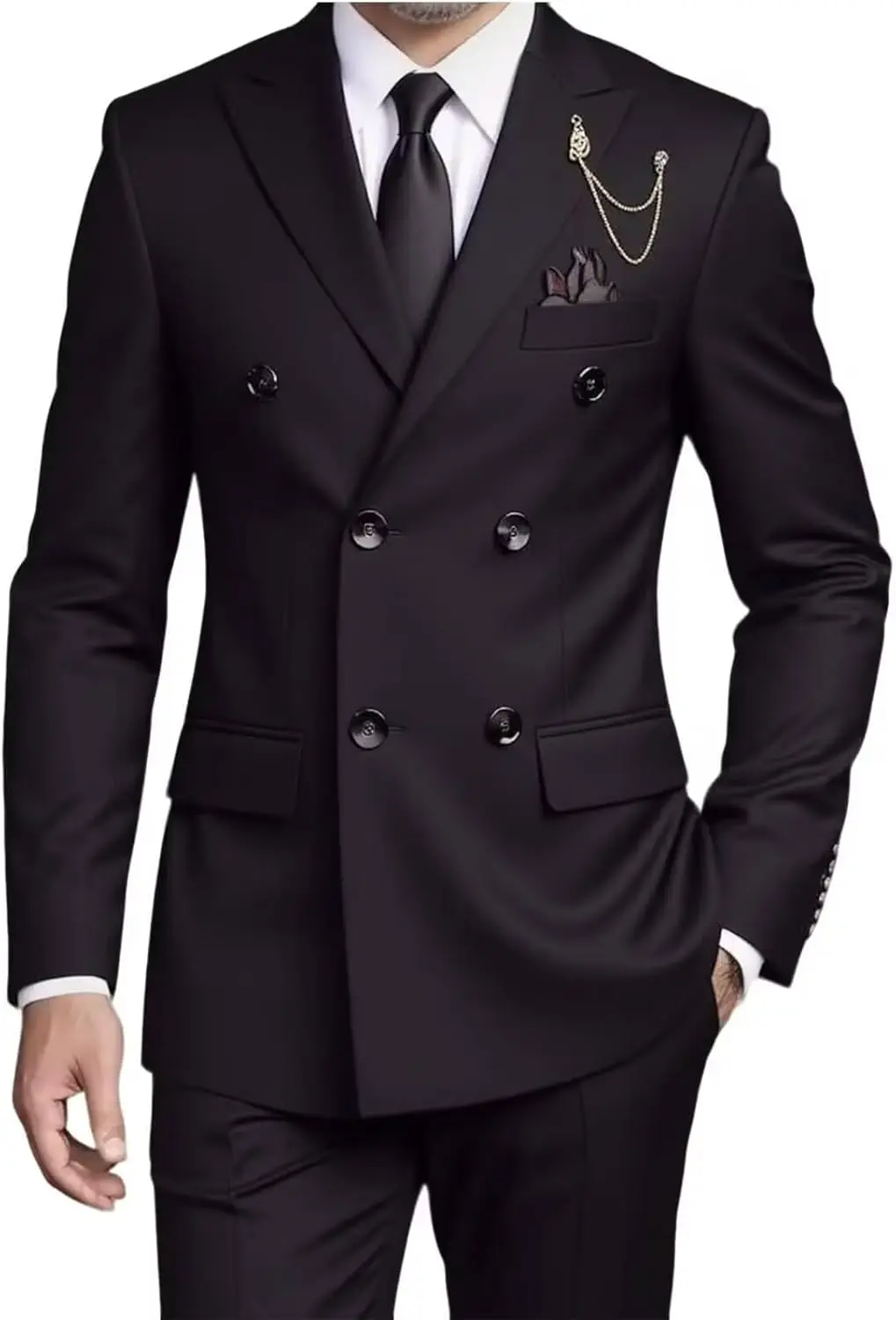 Ensemble de costume à double boutonnage pour hommes, costume formel d'affaires avec pantalon, design