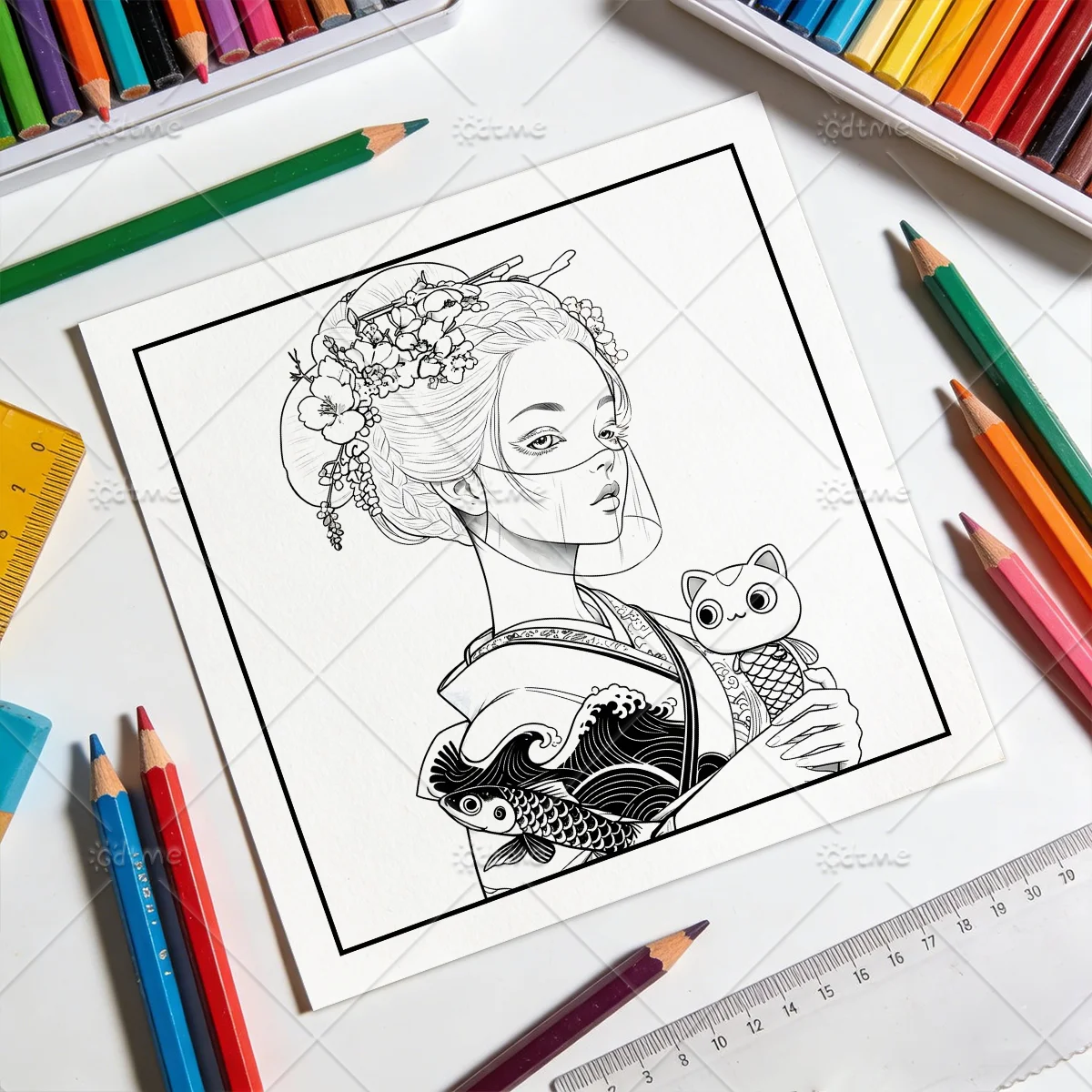 Malbuch im japanischen Stil für Erwachsene mit mutigen und einfachen Mustern – Niedliches Zeichenbuch, perfektes Geschenk für Partys und Geburtstage ﻿ – Detail 5