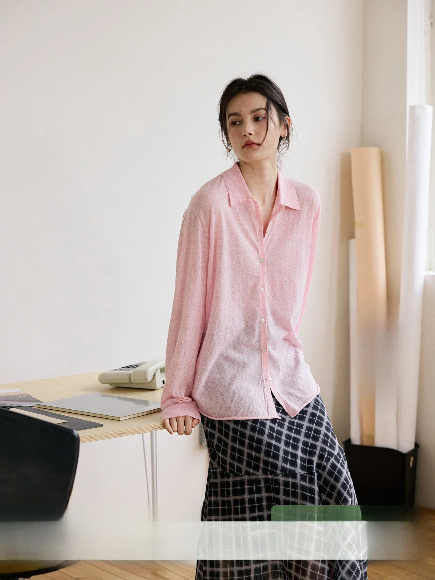 

HeyDr Linen irt Women Spring Textured Loose irt Ele Versatile Commute Comfortable Top French Sle Loose Fit Breat...