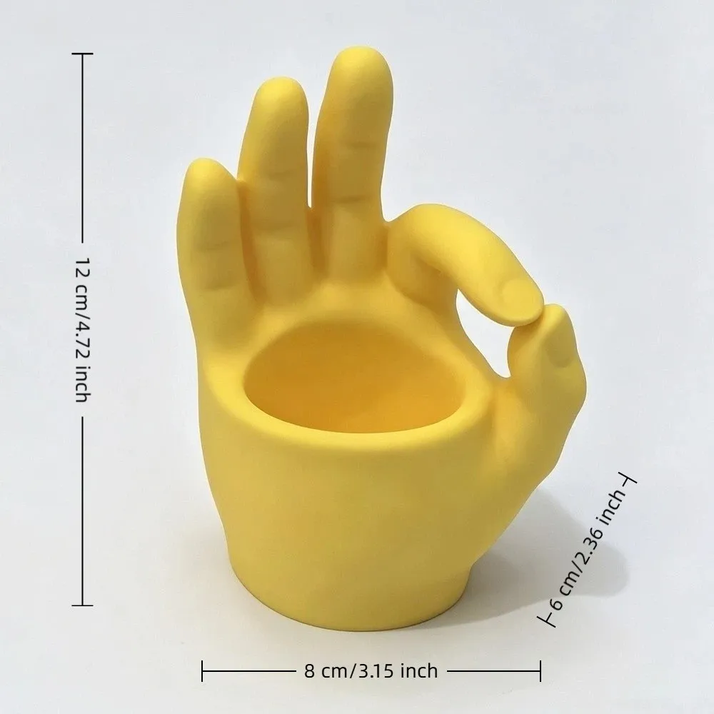 Creative 3D Printed OK Gesture Planter Unique Shape Plastic Succulent Planter Novelty Hand Shaped Planter Desktop Decor