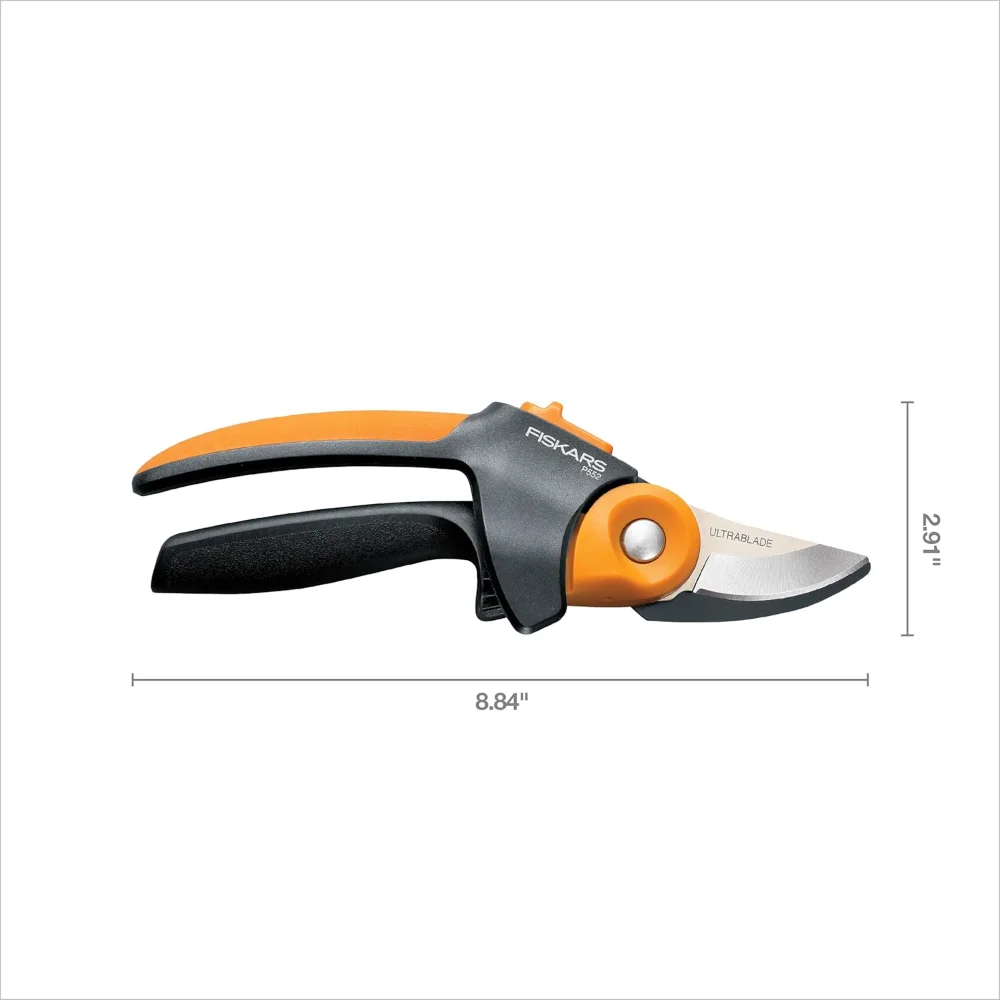 Tijeras de podar Fiskars, tecnología PowerGear2 Multiplas de potencia, mango rodante para una facilidad de uso