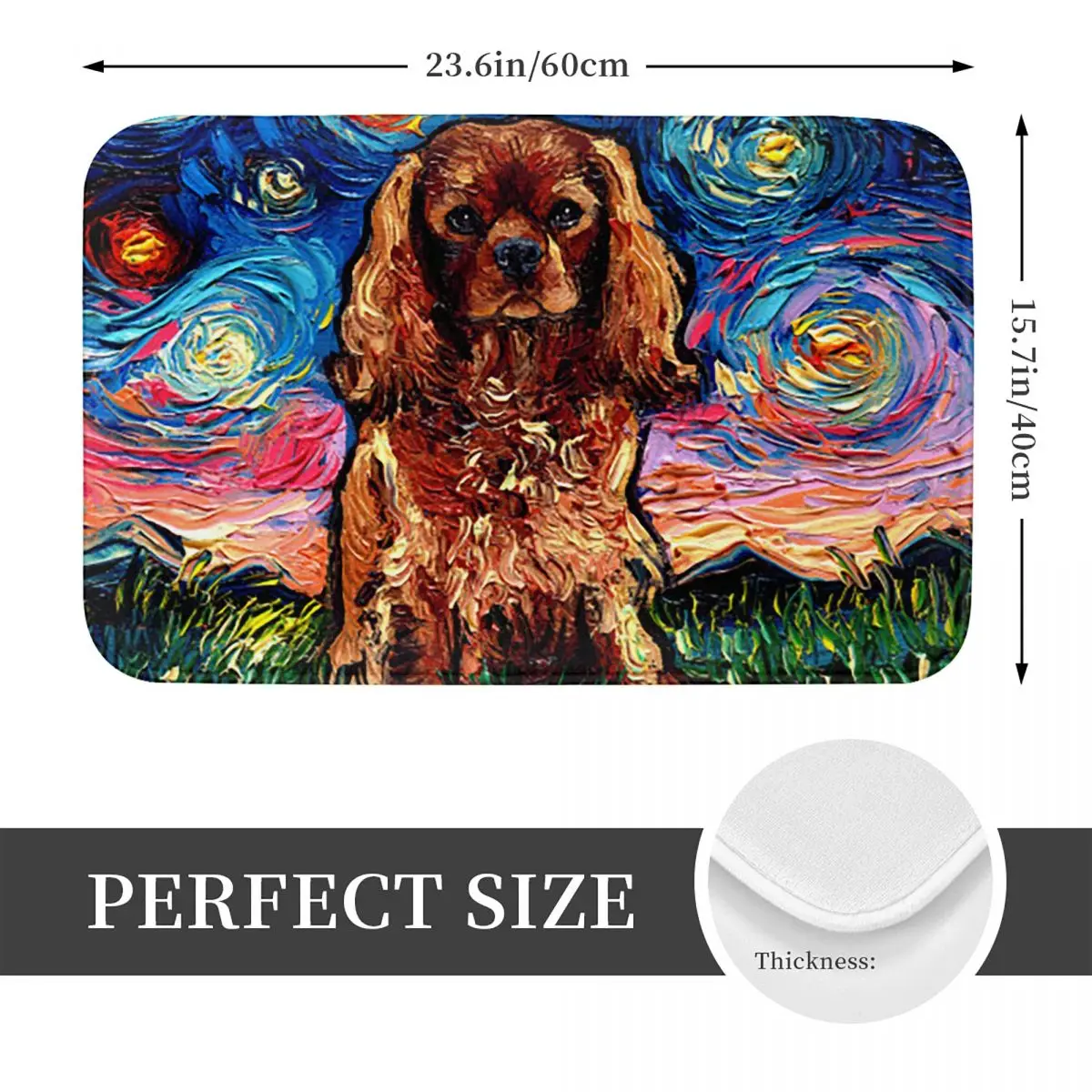 Ruby Dog Cavalier King Charles Spaniel Night Doormat Kitchen Entrance Home Floor Mat Anti-slip Carpet Rug for Balcony Footpad