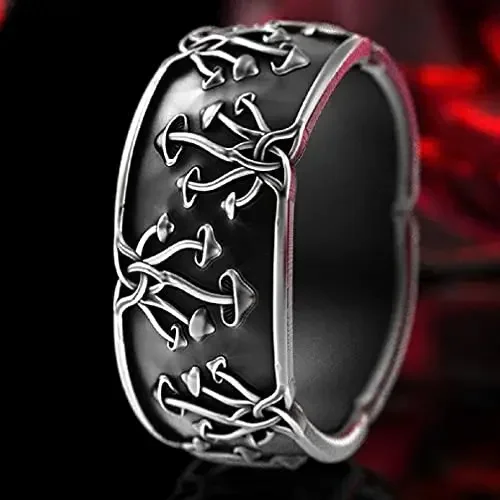 2024 Viking Gothic Mushrooms Ring for Men Hip Hop Band Ring Men's Punk Mushroom Ring Jewelry Gift Father's Day Accessories