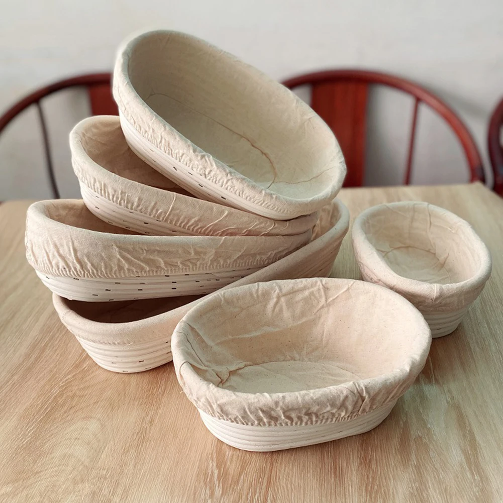 Banneton Bread Proofing Basket Natural Oval Rattan Wicker Dough Fermentation Basket Sourdough Banneton Bread Baskets for Baking