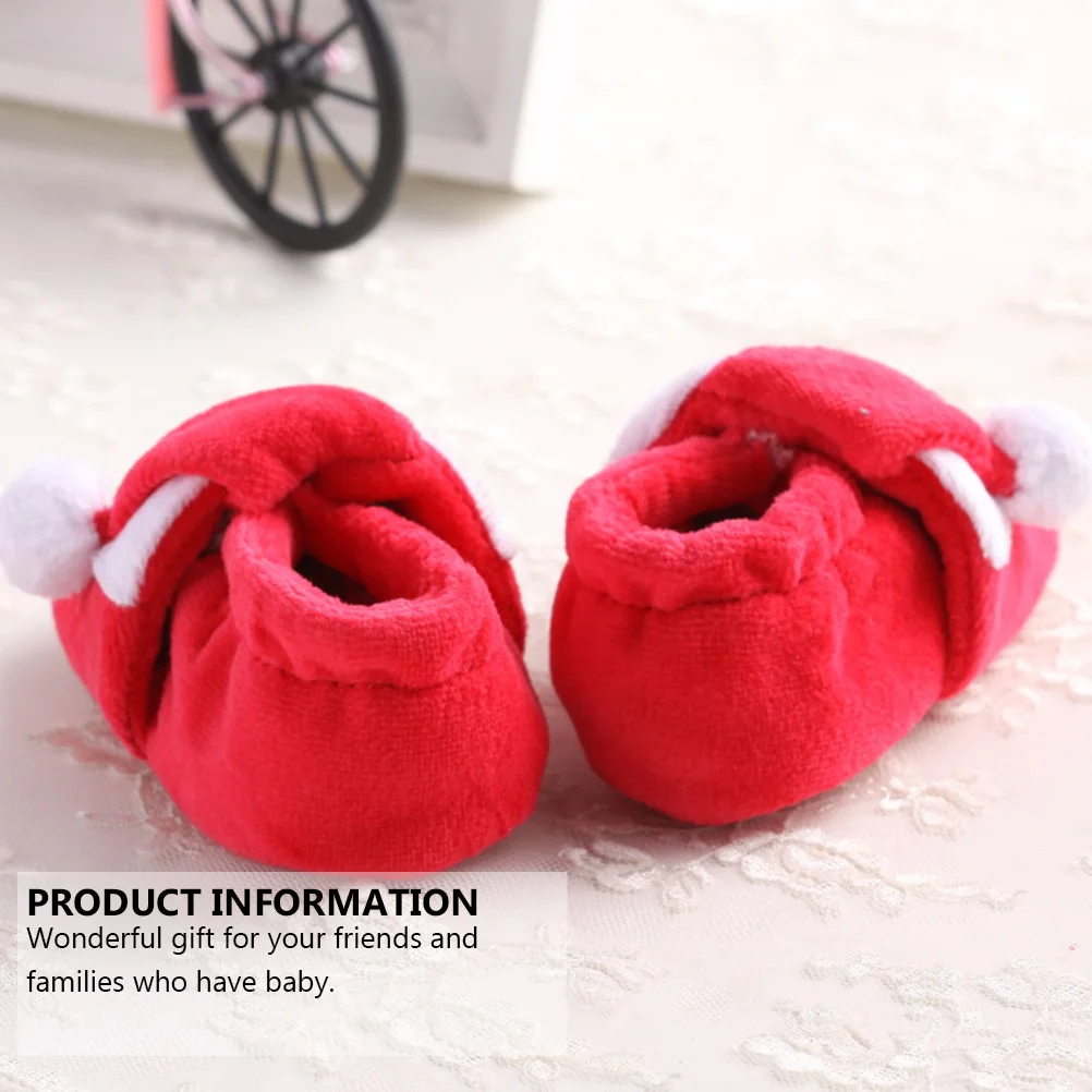 

1 Pair Winter Christmas Cotton Prewalker Toddler Soft Sole Boots Warm Lightweight Newborn Gift For Kids Baby