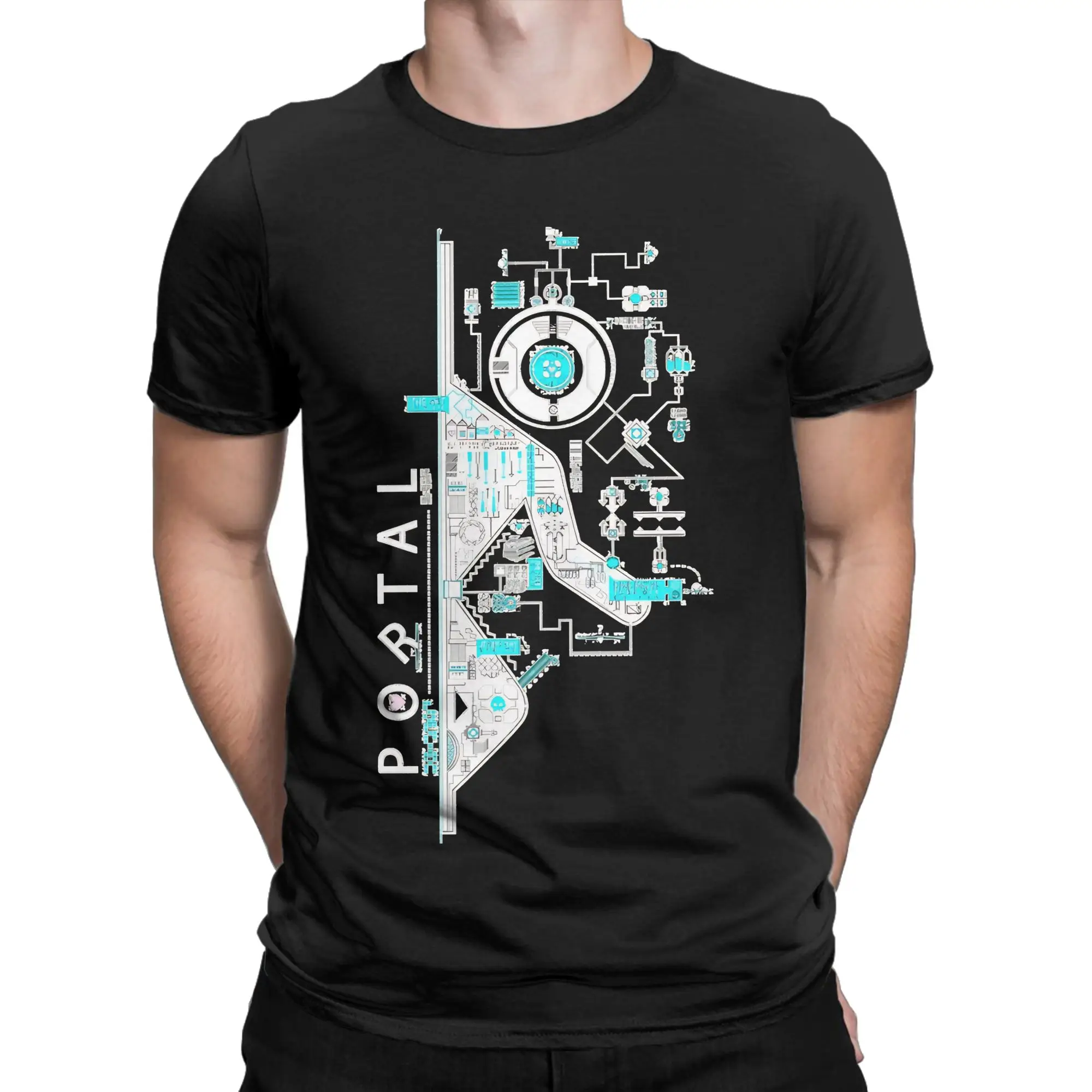 Space Portal Glow  Classic Portal Novelty Graphic 100% Cotton T-Shirt Tees Tops For Men