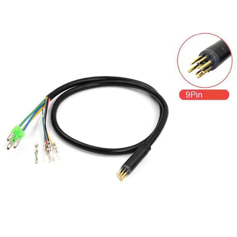 Cable de extensión macho de 9 pines y 130 cm para motor de buje de bicicleta eléctrica, línea de conversión impermeable para acc