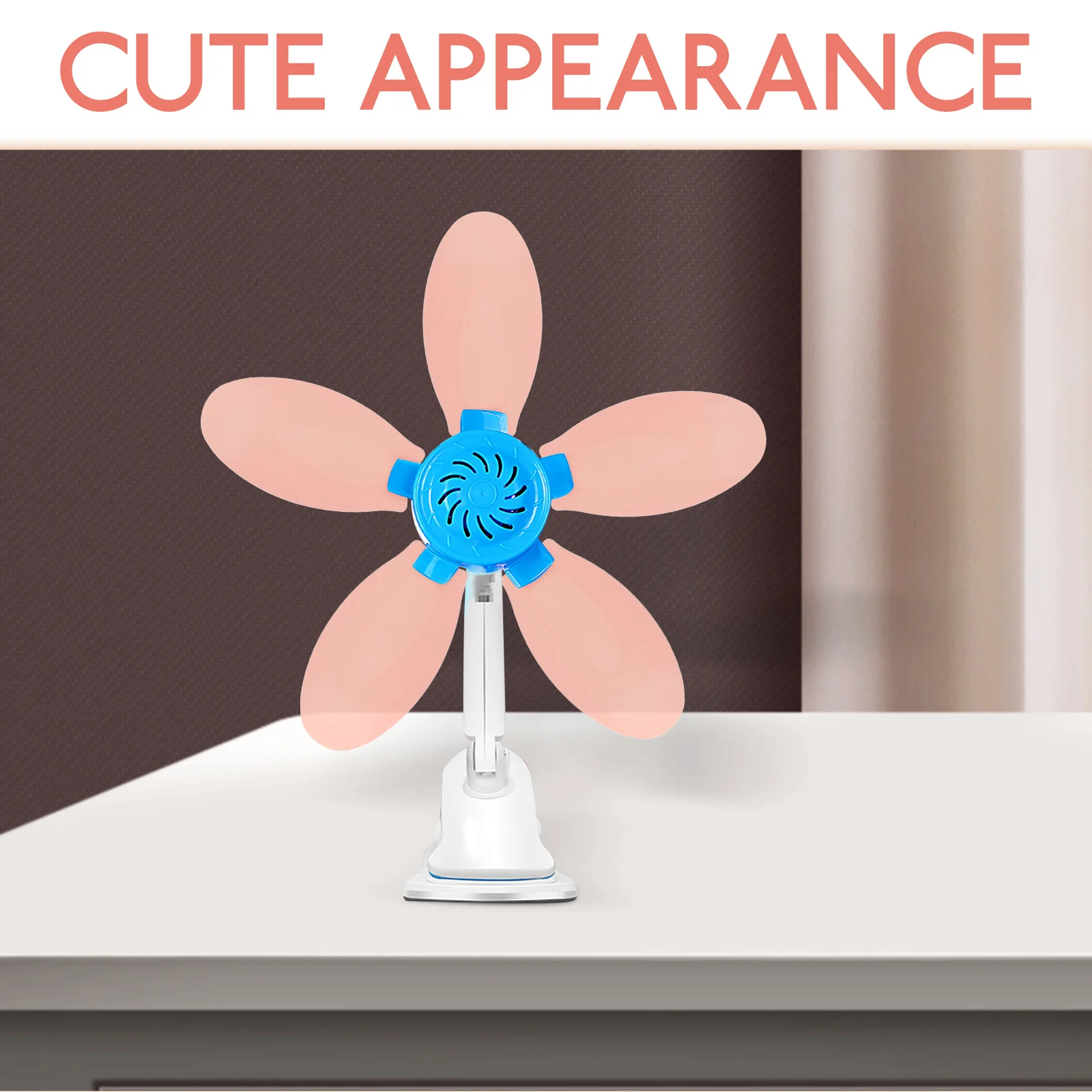 

5 Pcs Mini Fan Blades Support Items Ceiling Accessories Leaves for Table Base Replacement Pink Replaceable Part Parts Travel