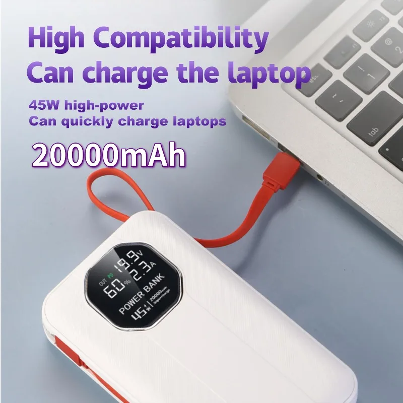

Power Bank с быстрой зарядкой PD емкостью 20000 мАч, 45 Вт и светодиодным дисплеем | Быстрая зарядка Type-C и USB-C для телефонов/ноутбуков/планшетов