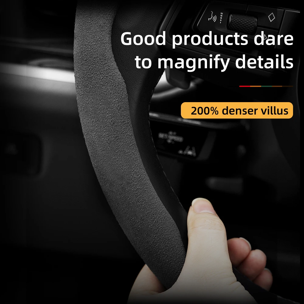 Suitable for Alfa Romeo Anti-Slip Buckle Segmented Suede Steering Wheel Cover Suitable for 159 147 Gt Giulietta Mito Giulia Stelvio Tonale 156 8C Competizione 1900 B.A.T Gordini