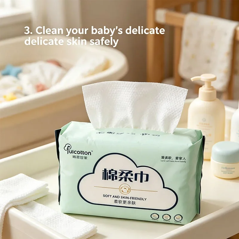 

2-5packFulcotton Disposable Cotton Wipes, Skin-Friendly Facial Towels, Absorbent & Durable, Ideal for Daily CareDisposable facia