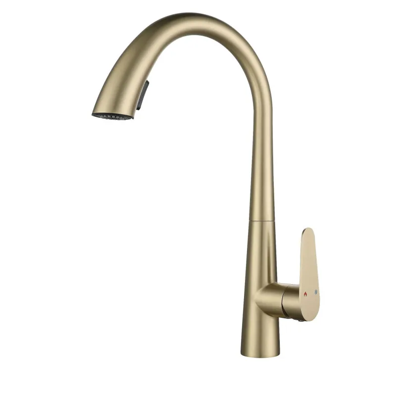 Pull Out Kitchen Faucet Brush Gold Sink Mixer Tap 360 degree Rotation Kitchen Mixer Taps Kitchen Tap No Lead 304 SUS Material