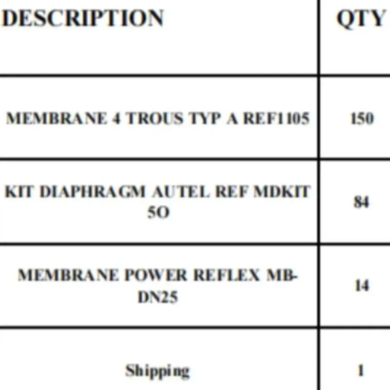 

MEMBRANE MDKIT50/MB-DN25/4 TROUS TYP A
