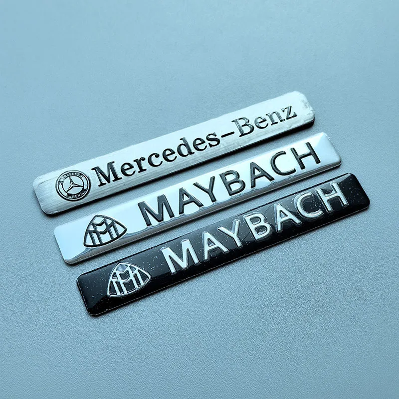 Long Beam Bar Aluminium Car Emblem for Mercedes Benz Maybach AMG 800 900 Star B Badge Logo Console Decoration Logo Black Silver