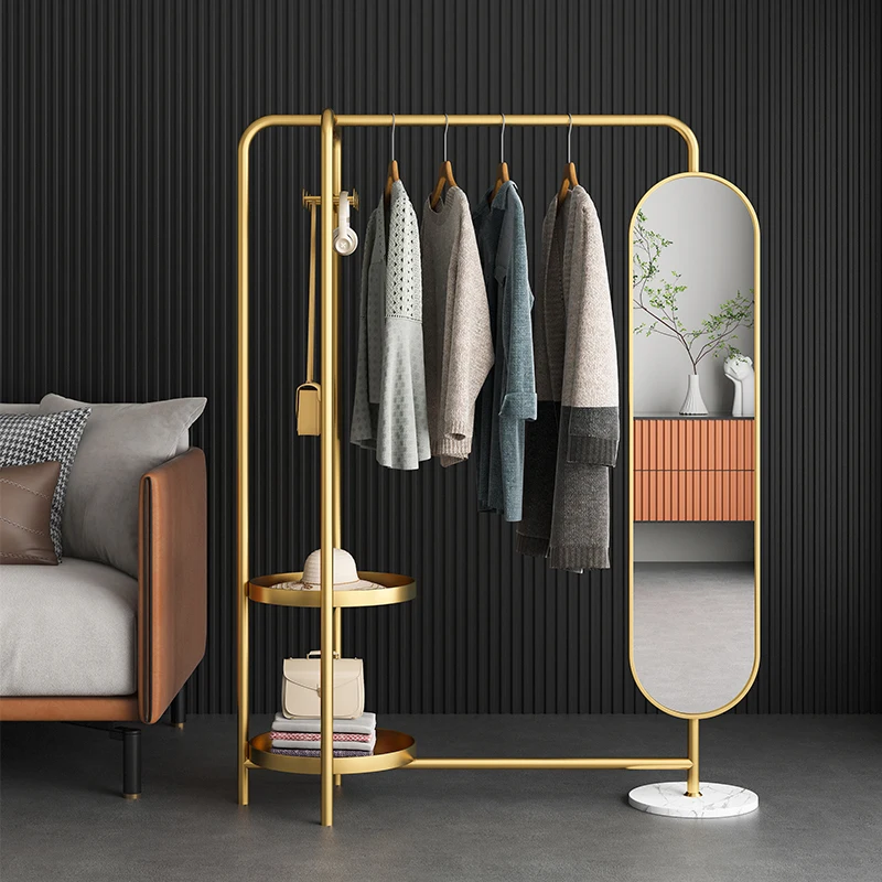 

Nordic light luxury INS floor hanger full bod mirror integrated home bedroom rotating dressing mirror coat rack