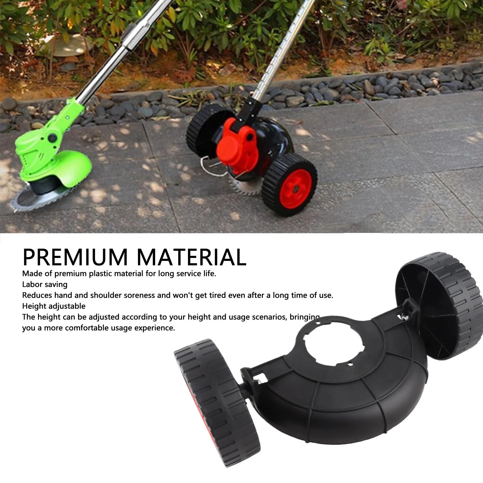 Weed Trimmer Support Wheel Height Adjustable Grass Trimmer Auxiliary Wheel Replacement String Trimmer Wheels Attachment
