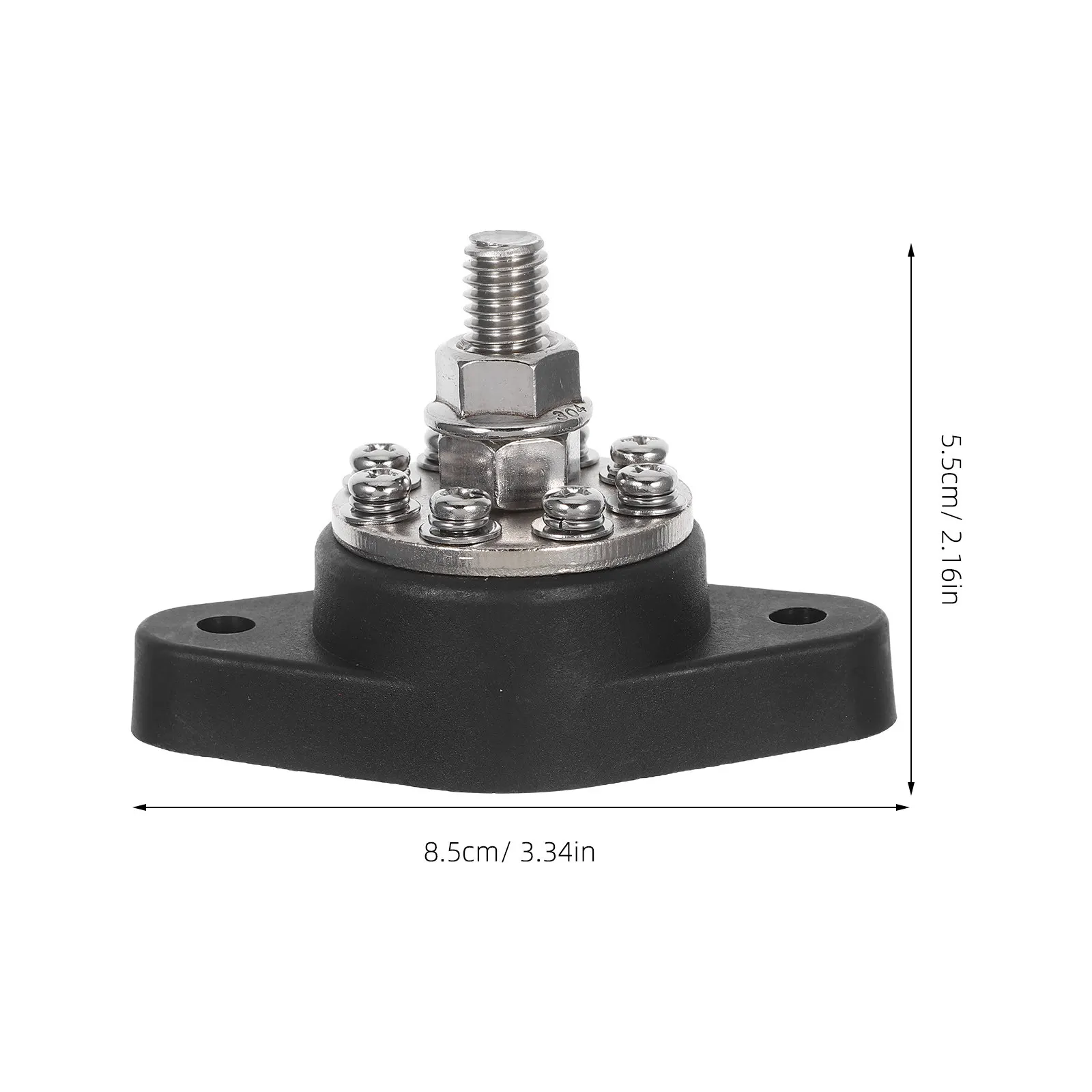 8-Way Power Distribution Terminal Block Multi-Circuit Marine Rv Junction Post Battery Grounding Bus Bar Kit M10 Studs